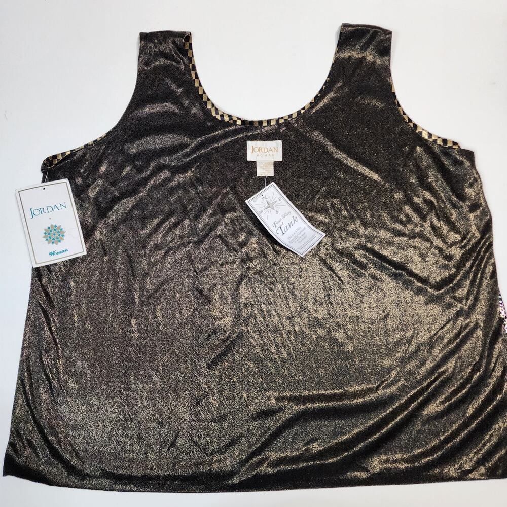 Four-way Tank Top Size 3X Gold Silver Shiny Mermaid Leopard Check Jordan Woman